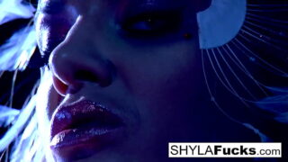 Busty Hot babe Nikka obeys Shyla Stylez commands in this erotic girl on girl sex