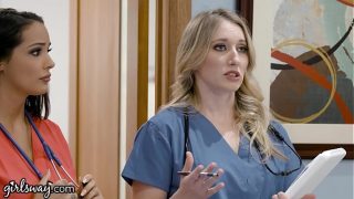 Girlsway Hot Rookie Nurse With Big Tits Has A Wet Pussy Formation With Her Superior