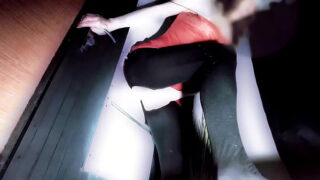 Hot babe Red Cat Pussy Rubbing Job with Cumshot at Gloryhole